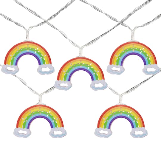 10ct. LED Warm White Rainbow Christmas String Lights with Clear Wire